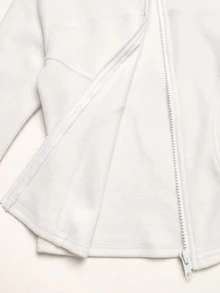 SHEIN Tween Girls Knit Black Stand Collar Long Sleeve Open Front Autumn Jacket - White - View 5