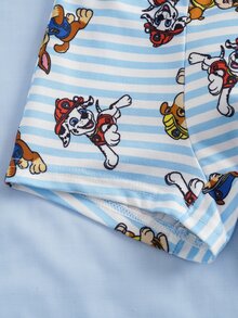SHEIN | PAW Patrol Young Boy Cartoon Print Striped Casual Daily Top - Blue and White - View 9