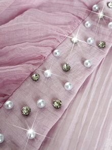 Viva Relle Plus Size Women's Beaded Rhinestone Decor Sheer Elegant Lace Casual Sexy Thin Jacket Fall Wedding Formal Party Pink - Mauve Purple - View 7