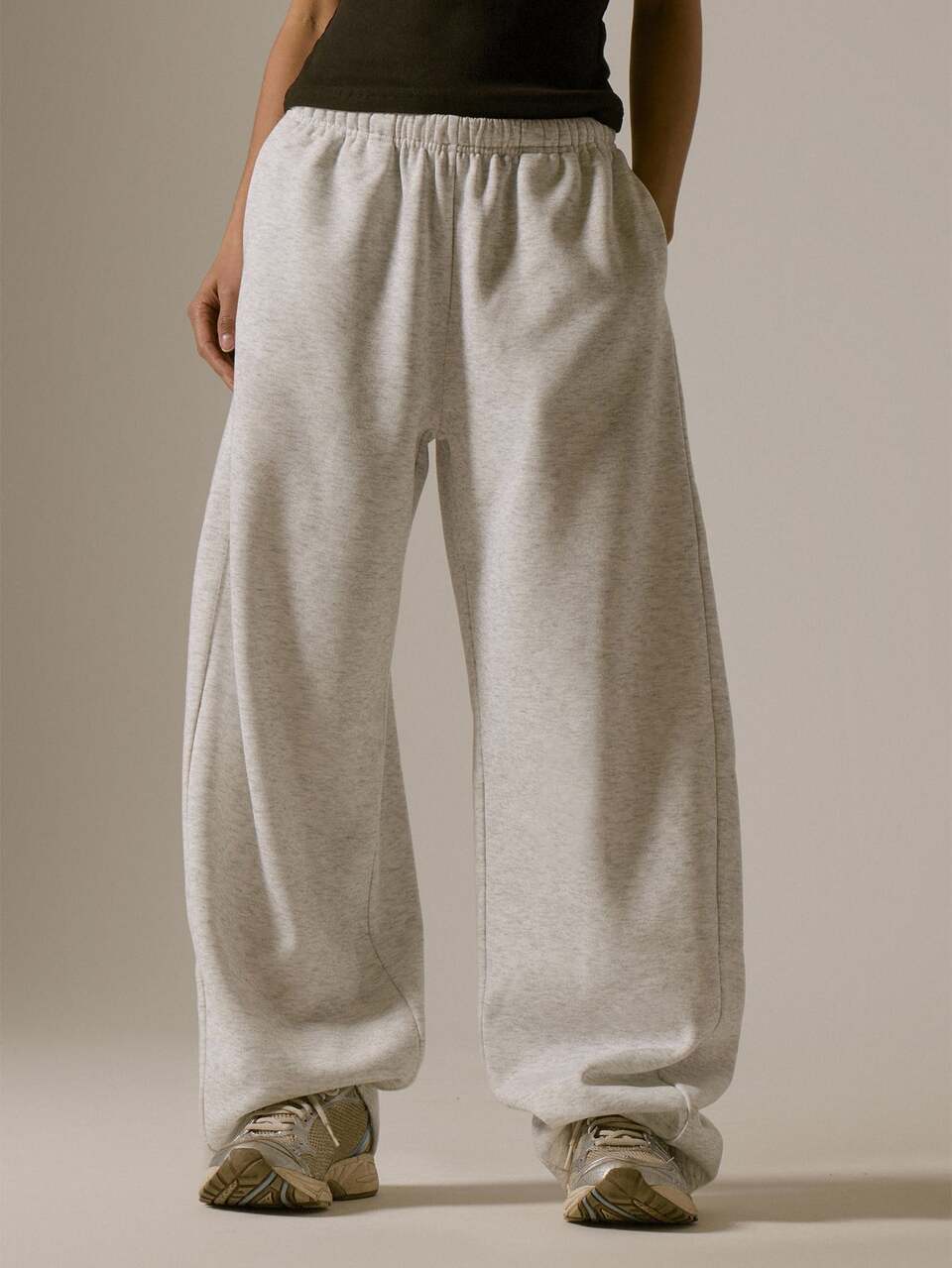 Petite Grey Oversized Casual Straight Leg Joggers