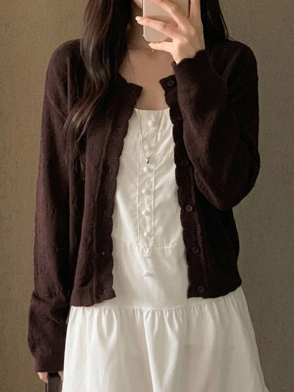 Solid Color Loose Lace Long Sleeve Casual Vacation Girl Spring Autumn Knit Cardigan Women Thin