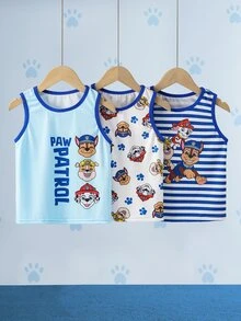 SHEIN | PAW Patrol Atasan Kasual Sehari-hari Motif Kartun Huruf untuk Anak Laki-Laki - Blue and White - View 3