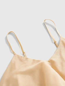 ROMWE Avant Sexy Romantic Chiffon Flowy Ribbon Ruffle Hem Cami Short Dress For Women - Apricot - View 4