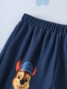 SHEIN | PAW Patrol Young Boy Striped Cartoon Print T-Shirt And Long Pants Set - Navy Blue - View 8