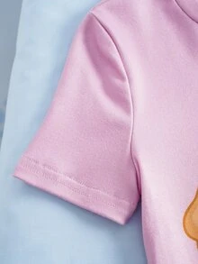 SHEIN | PAW Patrol 女童字母卡通印花短袖上衣與長褲休閒居家睡衣套裝 - 彩色 - 查看 5