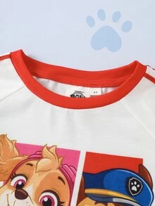 SHEIN | PAW Patrol 2pcs/Set Young Boy Casual Style Cartoon Print Crew Neck Short Sleeve T-Shirt And Shorts Comfortable Two Pieces Set - Multicolor - View 4