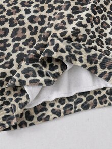 SHEIN Gorro de peluche con estampado de leopardo y patrón de estrella de cinco puntas, estilo casual de calle para niña preadolescente, adecuado para ropa de calle y sudaderas - Marrón - Ver 6