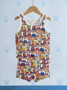 SHEIN | PAW Patrol 2pcs/Set Boys Toddler Underwear Set Tank Top & Boxer Briefs, All-Over Ditsy Floral, Cute & Adorable, 4-7Y - Multicolor - View 3