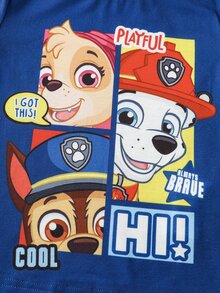 SHEIN | PAW Patrol 小男孩字母卡通印花休閒日常短袖T恤 - 藍色 - 查看 5