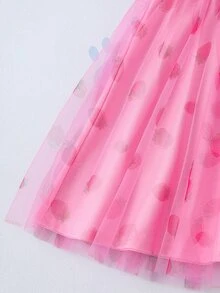 SHEIN | PAW Patrol Young Girl Fun Round Neck Cartoon Print Mesh Dress - Pink - View 7