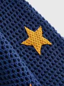 ROMWE Autumn/Winter Women's Pullover Batwing Sleeve Cape-Style Hooded Sweater With Star & Moon Mysterious Hippie Style - Navy Blue - View 4
