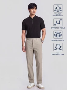 TekDrob Water Repellent & UV Protection Tailored Straight Pants With Single Security Pocket - Apricot - View 1