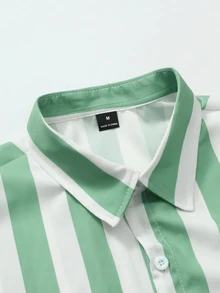 Manfinity Homme Men's Striped Colorblock Casual Short Sleeve Shirt For Daily Wear - Multicolor - View 4