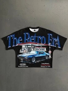 StoneGrade Men's Car Print Crew Neck T-Shirt, Casual - Black - View 1