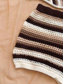 Soleia Women's Plus Size Vacation Striped Knit 2 Pieces Set - Multicolor - View 6
