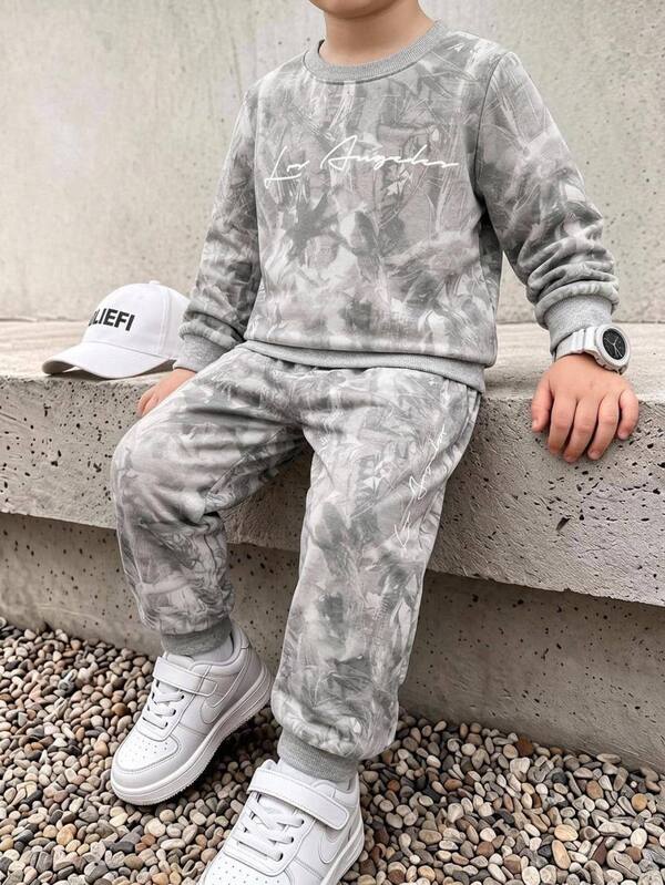 Young Boys Loose Sports Casual Comfortable Long Sleeve Sweatshirt And Pants 2 Pieces Set, Suitable For Autumn/Winter