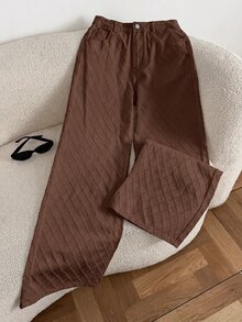 SHEIN PETITE 女款寬腿寬鬆休閒百搭牛仔褲，附口袋，秋季服飾 - 棕色 - 查看 6