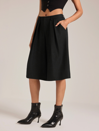 SHEIN Tall Fashionable Versatile Commute Solid Color Wide Leg Suit Pants