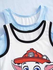 SHEIN | PAW Patrol 4pcs Young Boy Tank Top & Boxer Shorts Set, Blue & White, Cute & Adorable - Multicolor - View 4