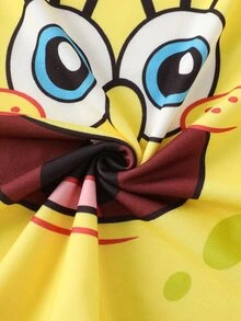 SpongeBob SquarePants | SHEIN Women's Round Neck Short Sleeve T-Shirt And Shorts Pajama Set - Yellow - View 8