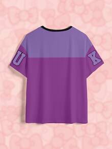 HELLO KITTY AND FRIENDS | SHEIN Plus Size Cute Cartoon Pattern Letter Print Short Sleeve T-Shirt - White - View 4