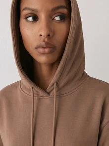 YARNWELL Sweatshirt Lengan Panjang Saku Ukuran Plus Fashion Kasual - Unta - View 4