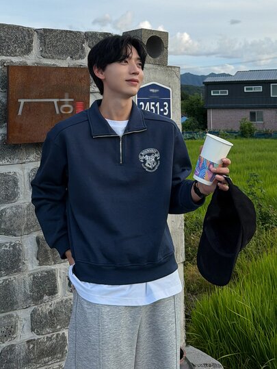DAZY Men's Letter Pattern Casual Everyday Long Sleeve Sweatshirt