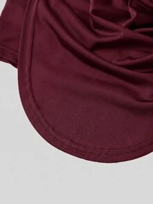 Firerie Solid Concert Draped Front Backless Party Halter Top - Burgundy - View 6