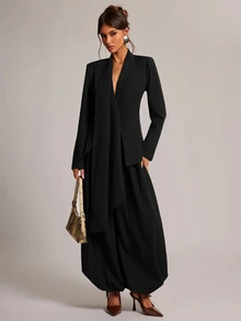 SHEIN BAE Fashionable Elegant Commuter Blazer - Black - View 3