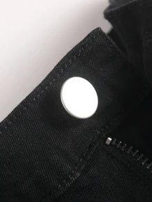 SHEIN 青少年男孩 Y2K 笑臉與星星塗鴉圖案設計黑色彈性緊身牛仔褲 上學穿搭 - 黑色 - 查看 3