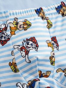SHEIN | PAW Patrol Young Boy Cartoon Print Striped Casual Daily Top - Blue and White - View 8