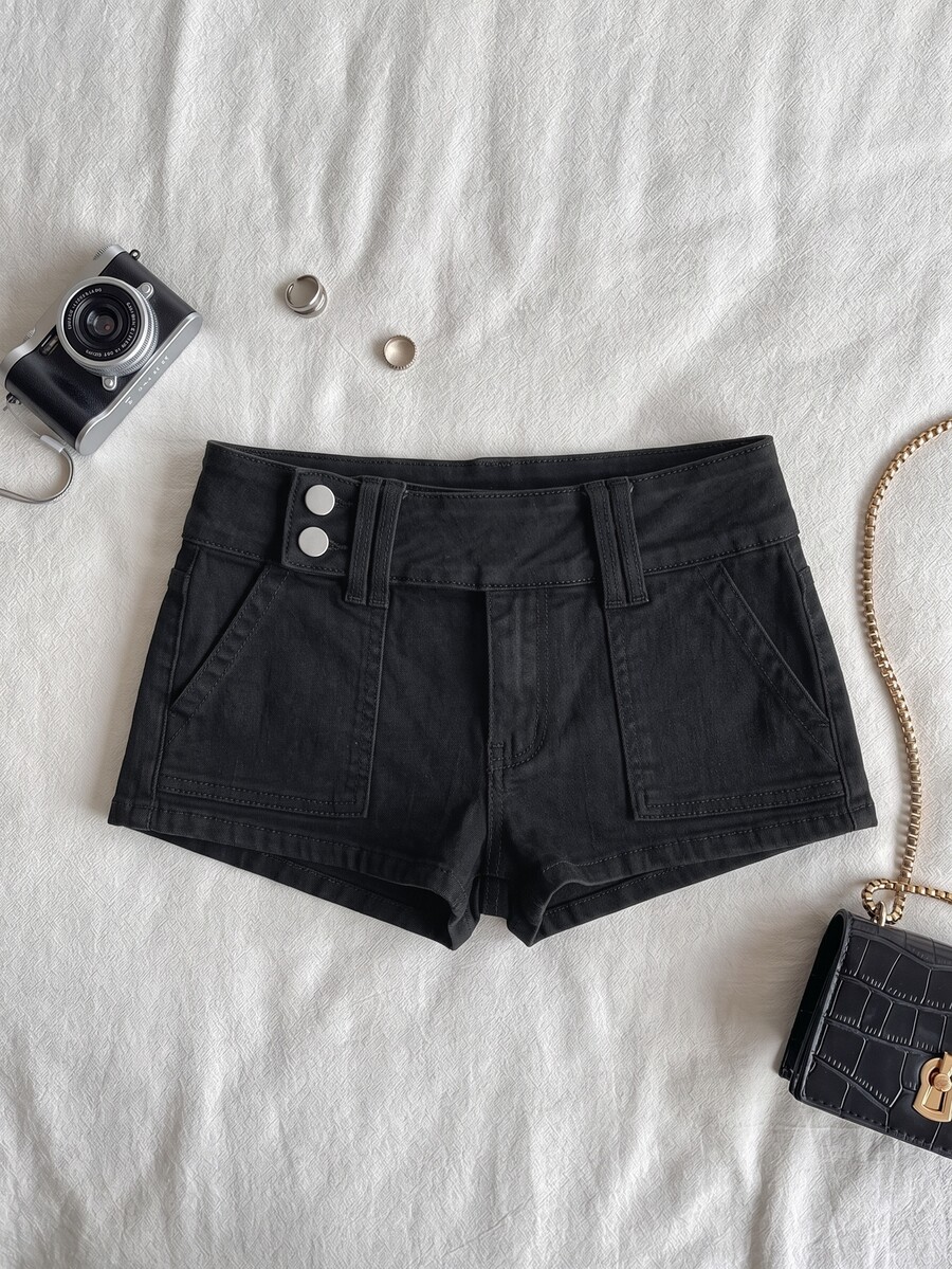 Attitoon Women's Sexy Ultra Low Waist Denim Shorts With Pockets Work Outfits For Women