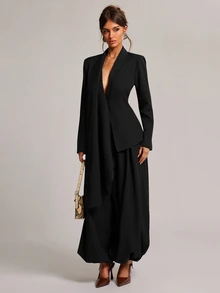 SHEIN BAE Fashionable Elegant Commuter Blazer - Black - View 1