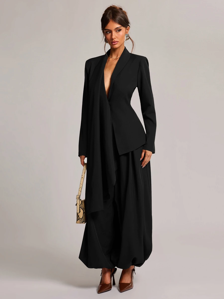 SHEIN BAE Fashionable Elegant Commuter Blazer - Black - View 1