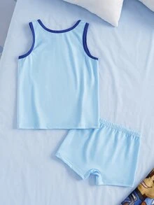 SHEIN | PAW Patrol Young Boy Cartoon Print Top And Boxer Briefs Underwear Set - Blue and White - View 2