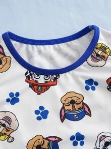 SHEIN | PAW Patrol Atasan Kasual Sehari-hari Motif Kartun Huruf untuk Anak Laki-Laki - Blue and White - View 7