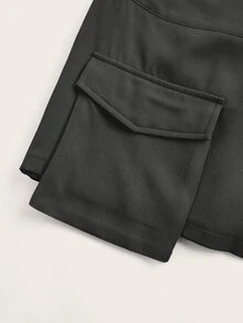 SHEIN ICON 不對稱層次 3D 口袋低腰裙 - 灰色 - 查看 3
