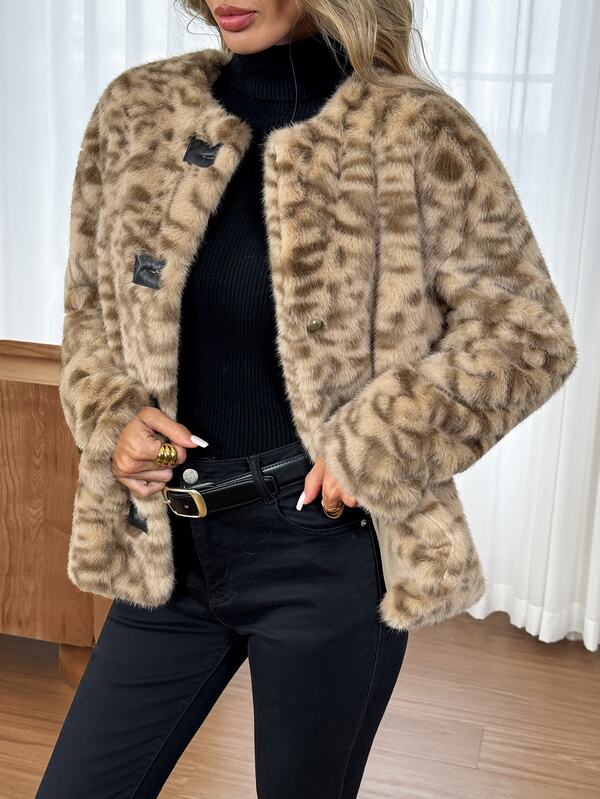 Easowa Women's Autumn/Winter Fashion Faux Fur Coat
