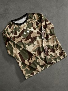 Sport MetroGents Men's Camouflage Print Long Sleeve Sports T-Shirt - Green - View 4