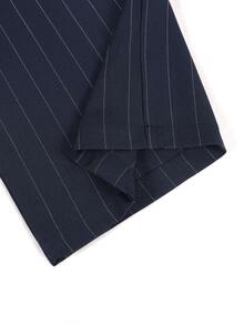 Manfinity Homme Men's Navy Blue Striped Long Pants, Loose Casual Versatile Design With Double Pleats, Wide Leg Trousers - Navy Blue - View 6