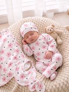 Kids Soft And Comfortable Newborn Set (One Item Selected At Random From ); Available In Various Colors (Apricot, Pink, Khaki) And Patterns (Floral - Multicolor - View 7