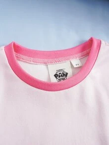 SHEIN | PAW Patrol Young Girl Cartoon Print Fitted Loungewear Set - Pink - View 3
