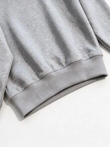 GlowEve CURVE Pearl Bow V-Neck Grey Loose Sweatshirt Women Lazy Soft Pullover Plus Size - Grey - View 4