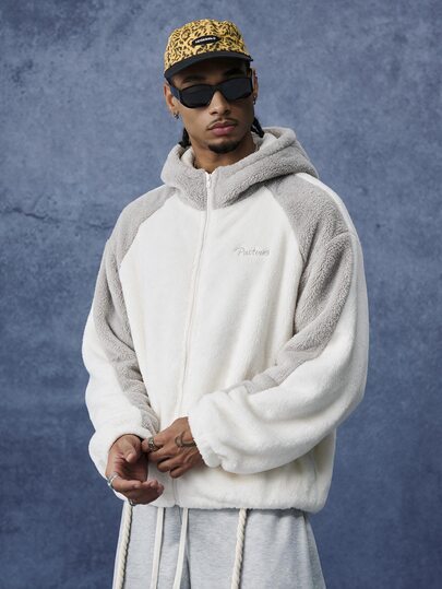 PAVTROS Men's Autumn/Winter Casual Colorblock Patchwork Hooded Warm Jacket