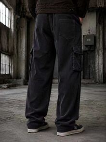 Sorvial Men's Casual Corduroy Long Pants - Black - View 2