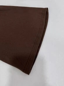 SHEIN PariChic Women's Elegant Chocolate Brown Solid Color Square Neck Contrast Lace Long Flare Fitted Jumpsuit - Chocolate Brown - View 3