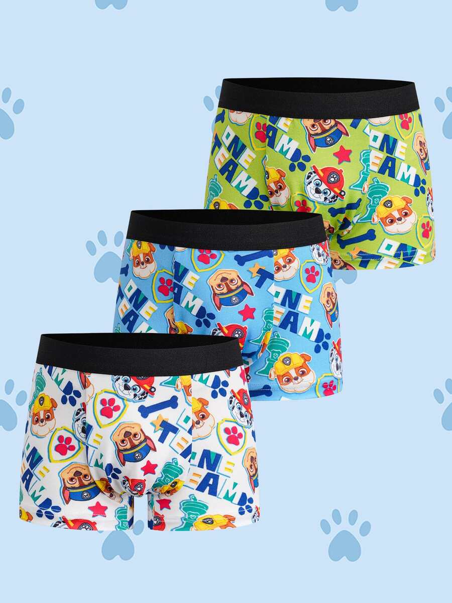 SHEIN | PAW Patrol Young Boy Cartoon Print Boxer Briefs - Multicolor - View 1
