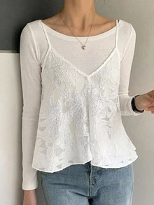 DAZY 女款大圓領修身短袖優雅T恤 灰色 春夏款 - 白色 - 查看 6