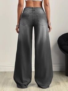 SHEIN Tall 女款休閒百搭日常牛仔褲 - 深灰色 - 查看 2