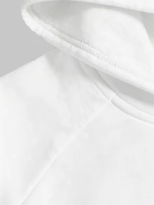 SHEIN 青少年女孩白色保暖內裡連帽百搭休閒衛衣，秋冬長袖純色極簡學院風衛衣 - 白色 - 查看 3